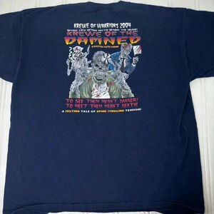 Vintage y2k Zombie Grunge Warriors 2004 Krewe Of The Damned T-Shirt XXL Skate